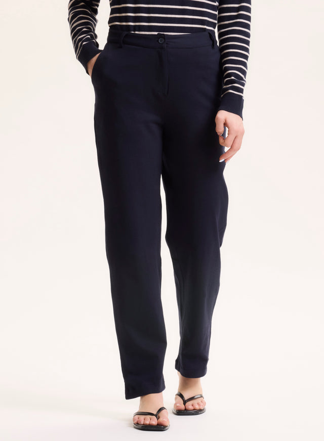 Majestic Filatures Pantalon Marine En Coton Organique Coton Organique