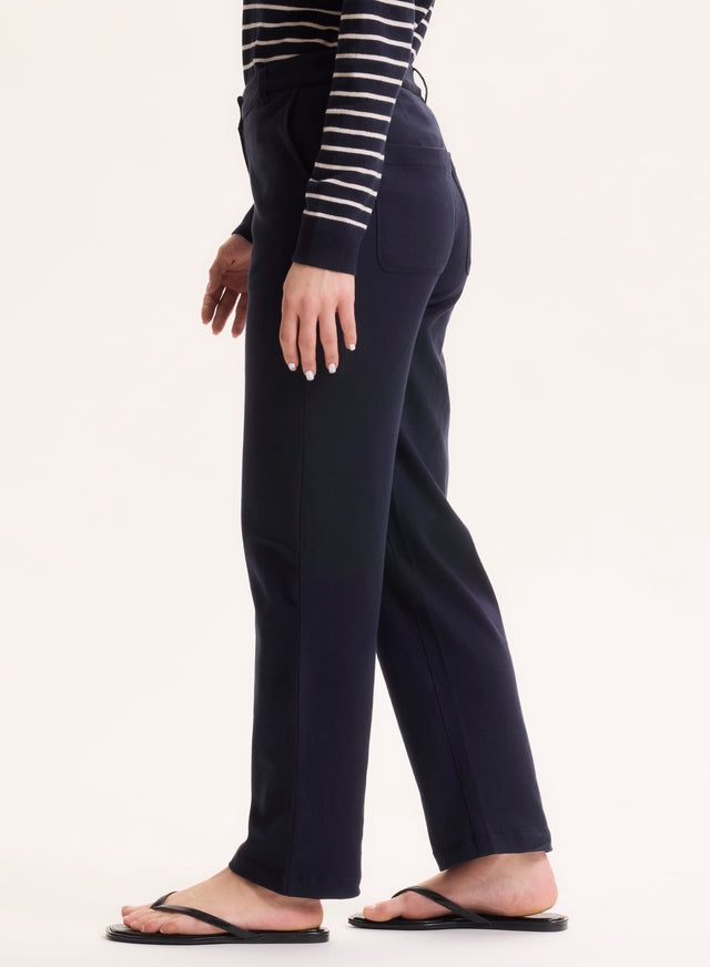 Majestic Filatures Pantalon Marine En Coton Organique Coton Organique