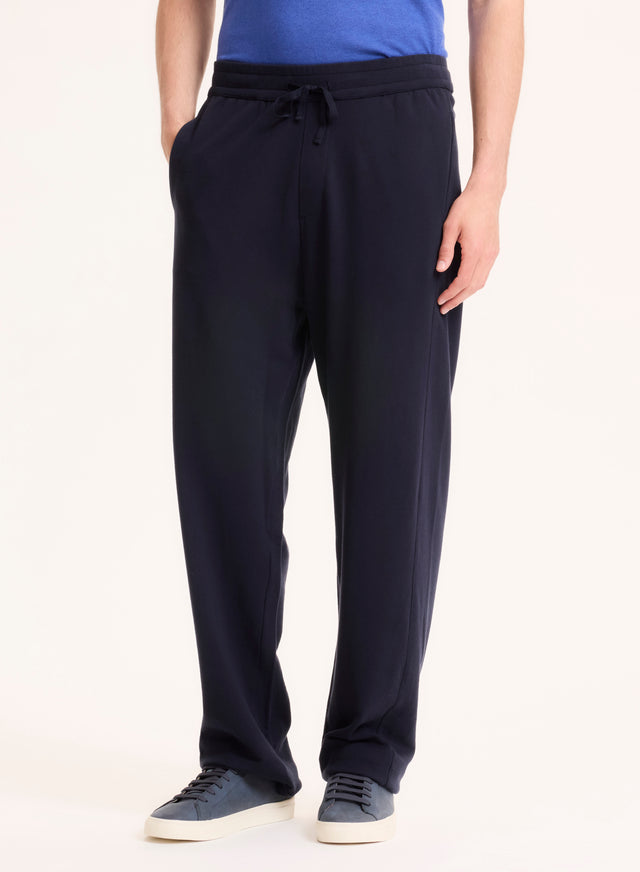 Majestic Filatures Pantalon Marine En Coton Organique Coton Organique