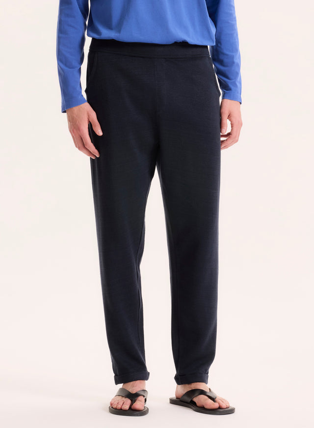 Majestic Filatures Pantalon Marine En Lin / Coton Organique Lin / Coton Organique