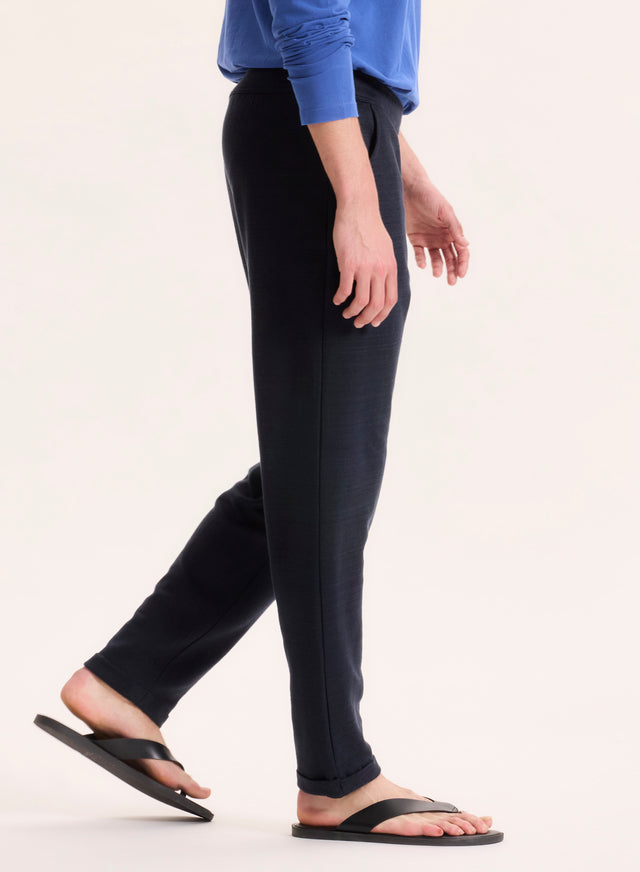 Majestic Filatures Pantalon Marine En Lin / Coton Organique Lin / Coton Organique