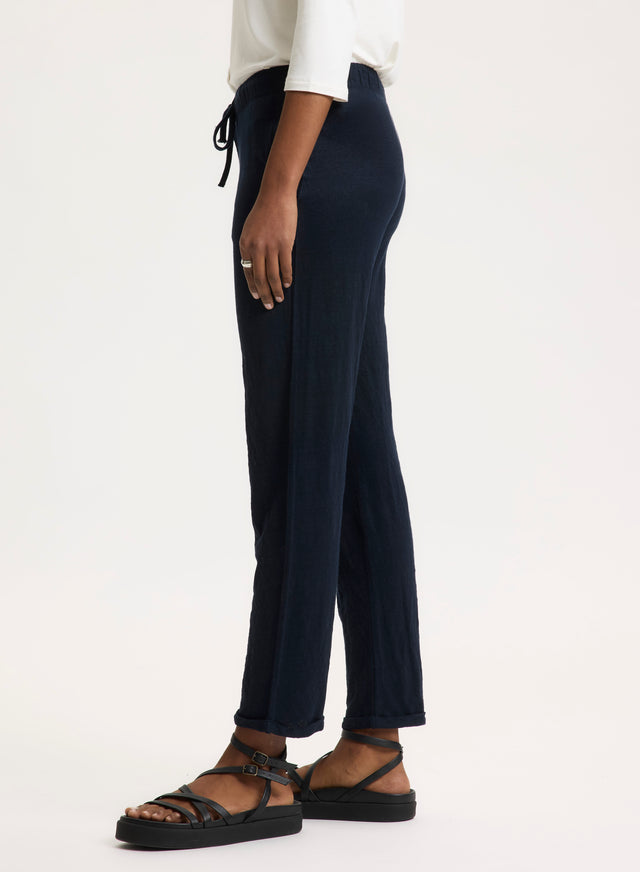 Majestic Filatures Pantalon Marine En Lin / Elasthanne Lin / Elasthanne