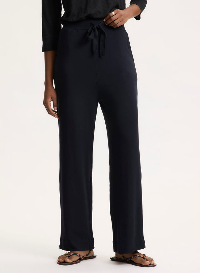 Majestic Filatures Pantalon Marine En Viscose / Élasthanne Viscose / Élasthanne