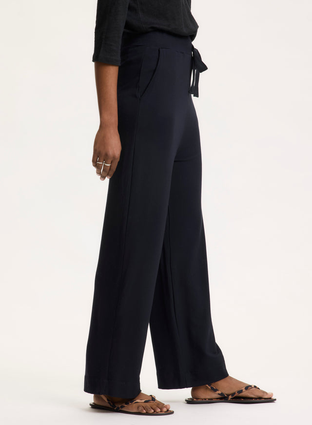 Majestic Filatures Pantalon Marine En Viscose / Élasthanne Viscose / Élasthanne