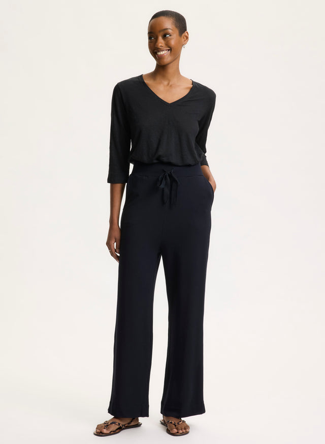 majestic filatures Pantalon Marine en Viscose / Élasthanne Viscose / Élasthanne