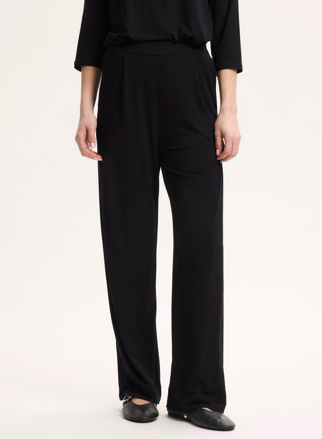 Majestic Filatures Pantalon Noir à Poches Avec Taille Élastique En Viscose Et Élasthanne Viscose / Élasthanne