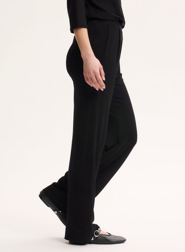 Majestic Filatures Pantalon Noir à Poches Avec Taille Élastique En Viscose Et Élasthanne Viscose / Élasthanne