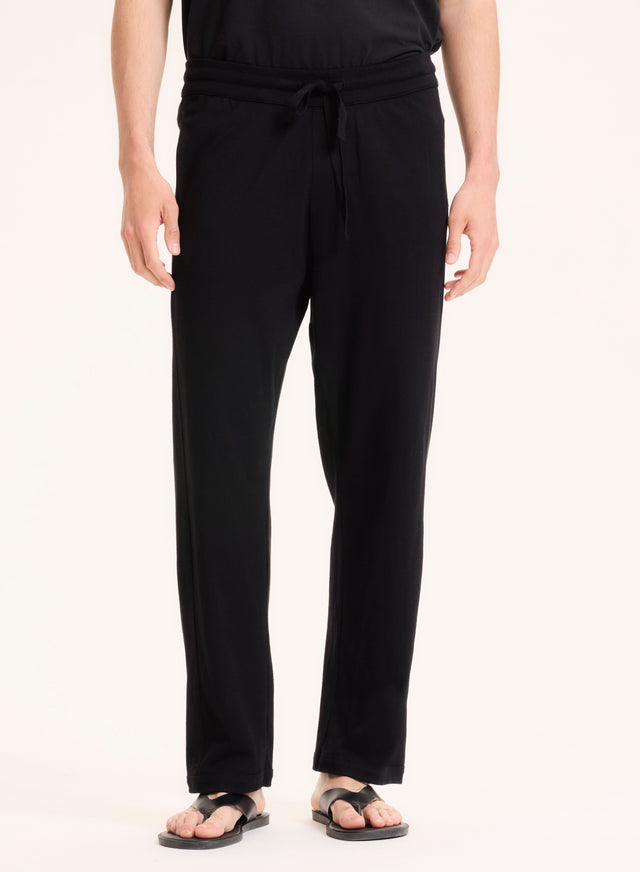 Majestic Filatures Pantalon Noir En Coton Organique Coton Organique