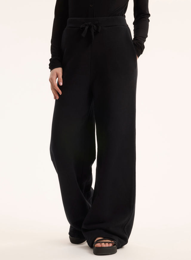 Majestic Filatures Pantalon Noir En Coton Organique Coton Organique