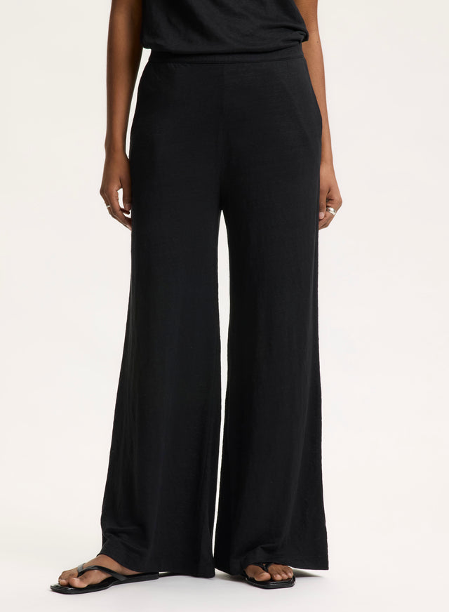 Majestic Filatures Pantalon Noir En Lin / Elasthanne Lin / Elasthanne