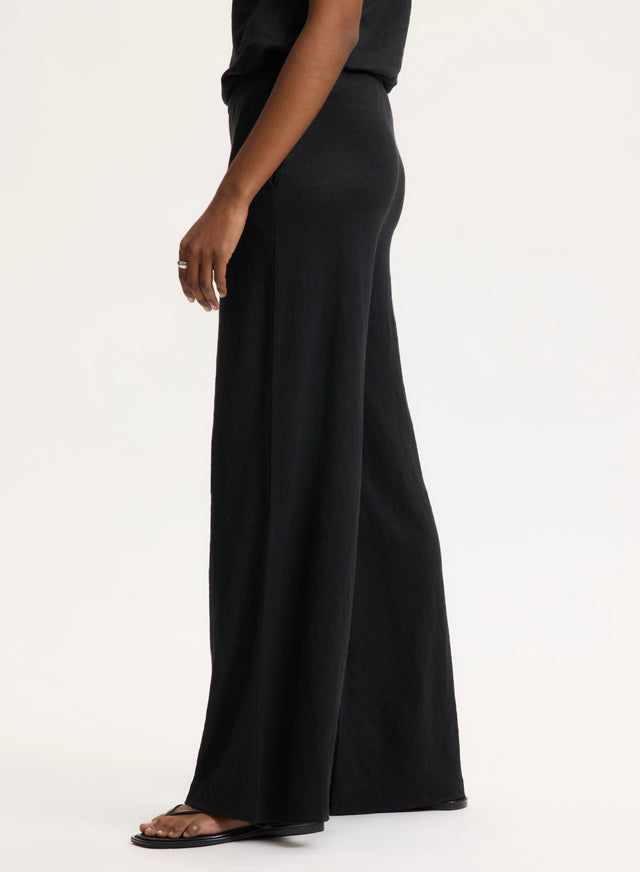 Majestic Filatures Pantalon Noir En Lin / Elasthanne Lin / Elasthanne