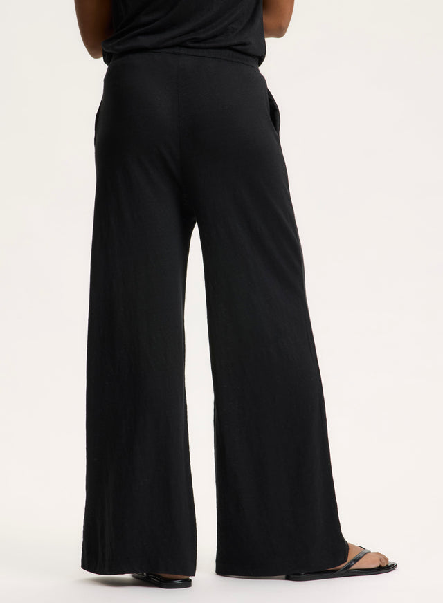 Majestic Filatures Pantalon Noir En Lin / Elasthanne Lin / Elasthanne
