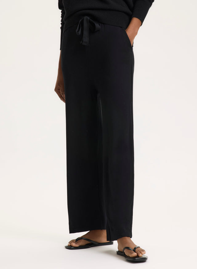 Majestic Filatures Pantalon Noir En Viscose / Élasthanne Viscose / Élasthanne