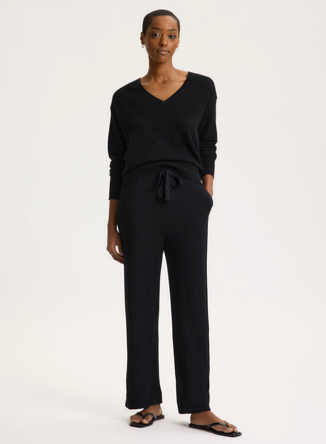 majestic filatures Pantalon Noir en Viscose / Élasthanne Viscose / Élasthanne