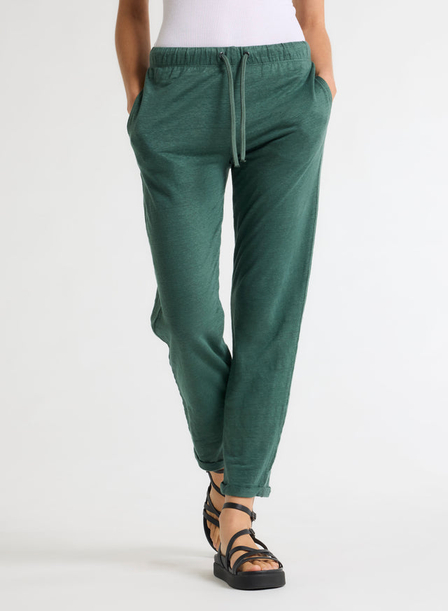 Majestic Filatures Pantalon Vert En Lin / Elasthanne Lin / Elasthanne