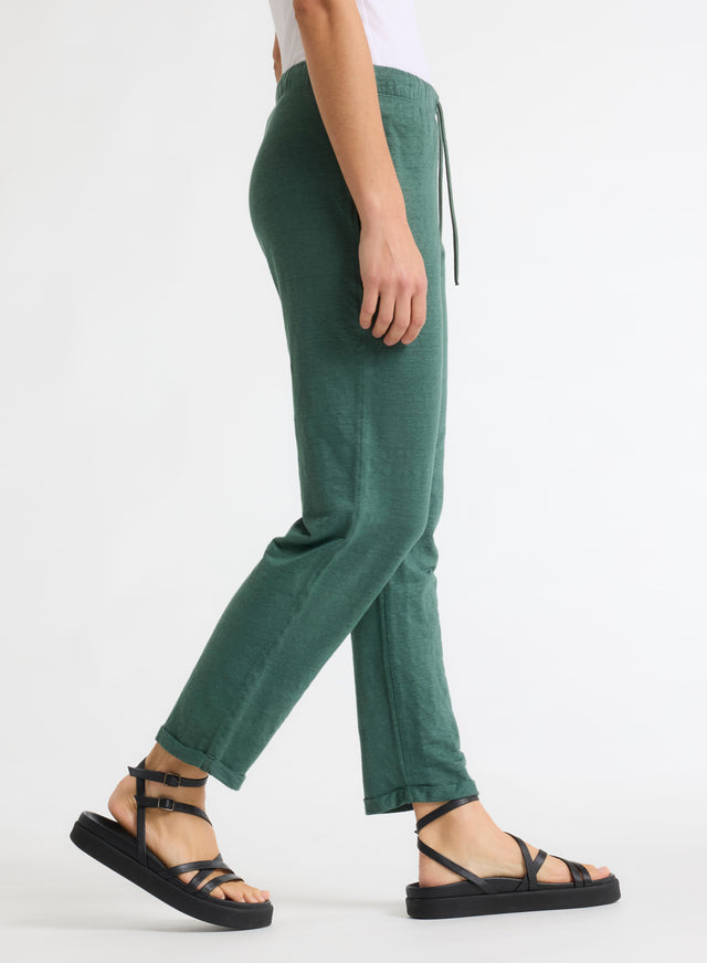 Majestic Filatures Pantalon Vert En Lin / Elasthanne Lin / Elasthanne