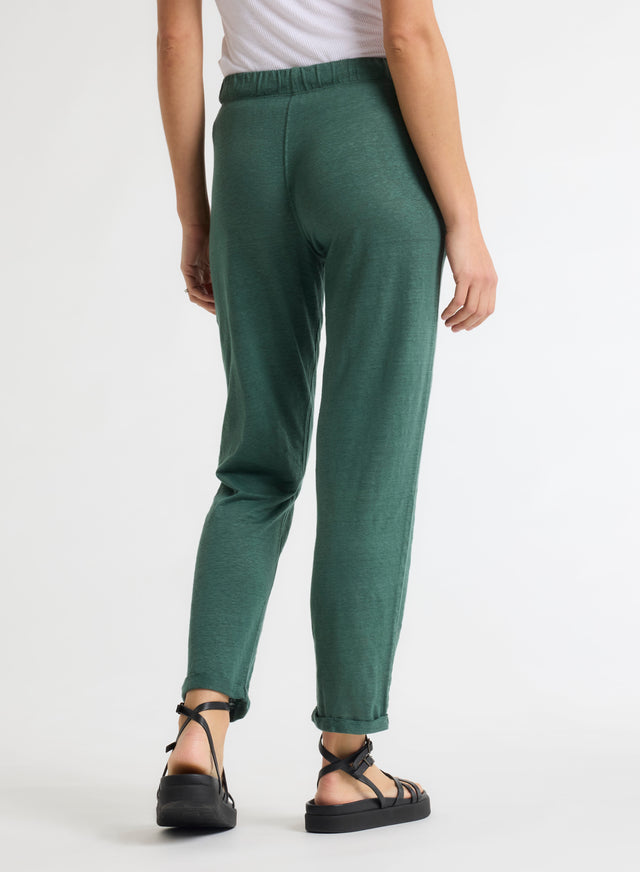 Majestic Filatures Pantalon Vert En Lin / Elasthanne Lin / Elasthanne