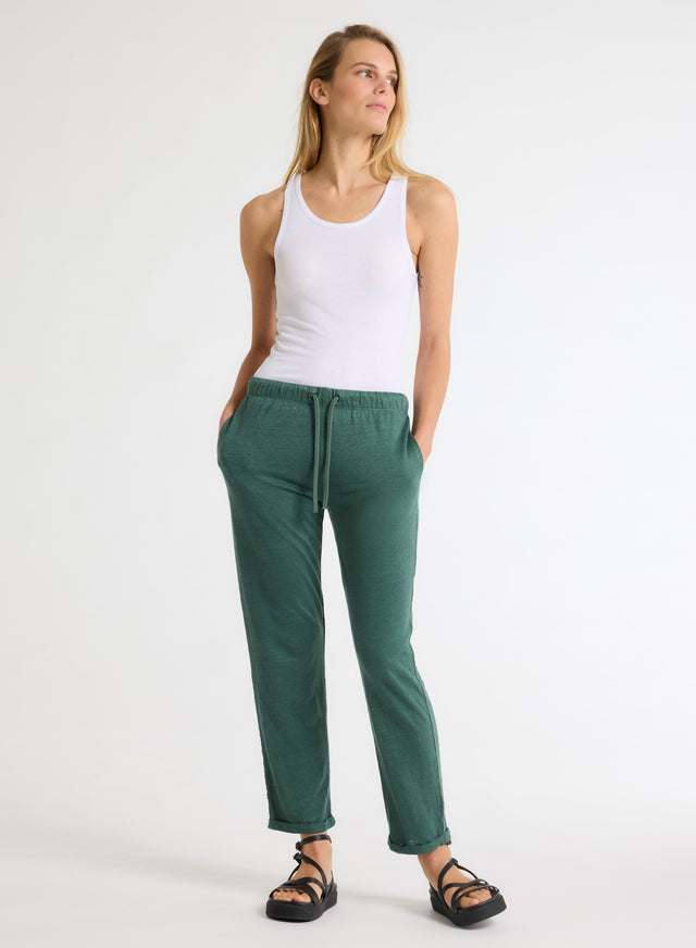 majestic filatures Pantalon Vert en Lin / Elasthanne Lin / Elasthanne