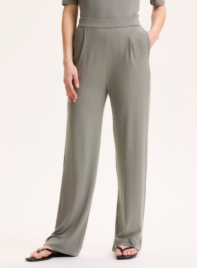 Majestic Filatures Pantalon Vert En Viscose / Élasthanne Viscose / Élasthanne