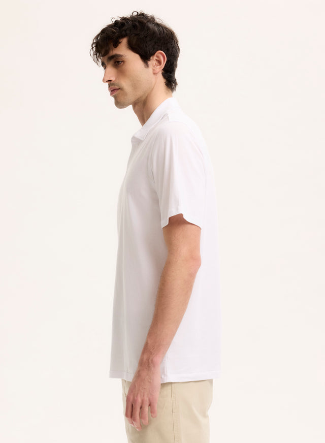 Majestic Filatures Polo Blanc Col Polo Manches Courtes En Coton Organique / Elasthanne Coton Organique / Elasthanne