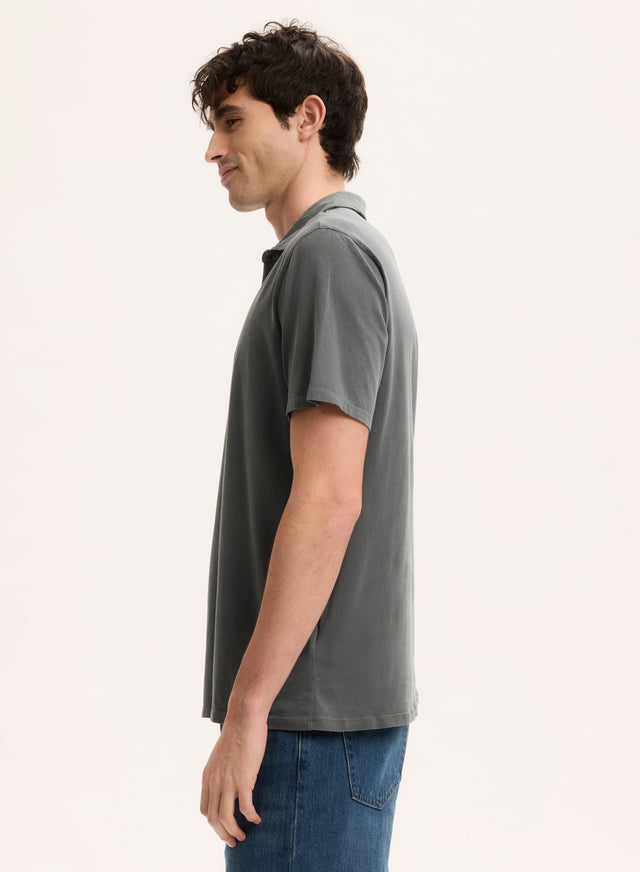 Majestic Filatures Polo Gris Col Polo Manches Courtes En Coton Organique / Elasthanne Coton Organique / Elasthanne