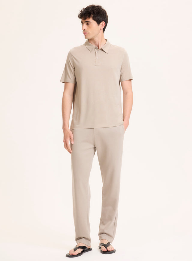 Majestic Filatures Polo Gris Col Polo Manches Courtes En Lyocell / Tencel / Coton Organique Lyocell / Tencel / Coton Organique