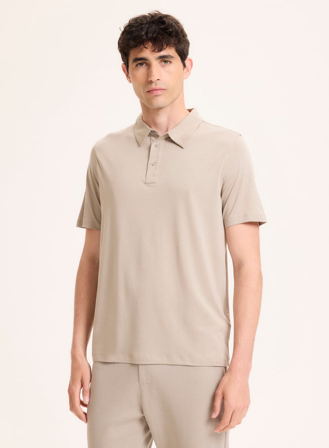 Majestic Filatures Polo Gris Col Polo Manches Courtes En Lyocell / Tencel / Coton Organique Lyocell / Tencel / Coton Organique