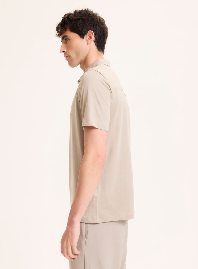 Majestic Filatures Polo Gris Col Polo Manches Courtes En Lyocell / Tencel / Coton Organique Lyocell / Tencel / Coton Organique