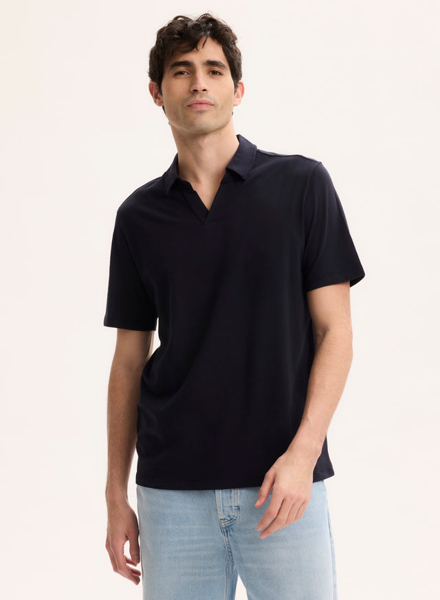 Majestic Filatures Polo Marine Col Polo Manches Courtes En Coton Organique / Elasthanne Coton Organique / Elasthanne