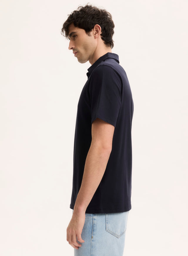 Majestic Filatures Polo Marine Col Polo Manches Courtes En Coton Organique / Elasthanne Coton Organique / Elasthanne