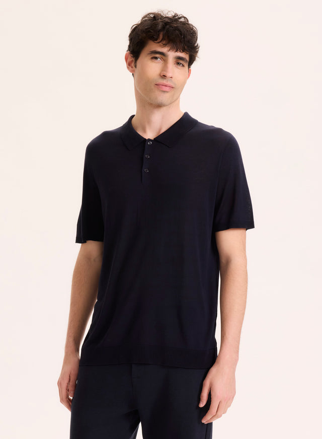 majestic filatures Polo Marine Col Polo Manches Courtes en Soie / Viscose Soie / Viscose