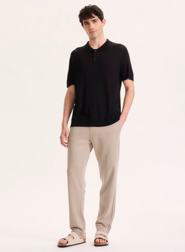 Majestic Filatures Polo Noir Col Polo Manches Courtes En Soie / Viscose Soie / Viscose