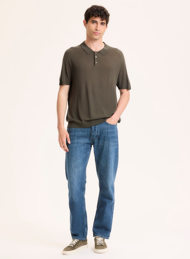 Majestic Filatures Polo Vert Col Polo Manches Courtes En Soie / Viscose Soie / Viscose