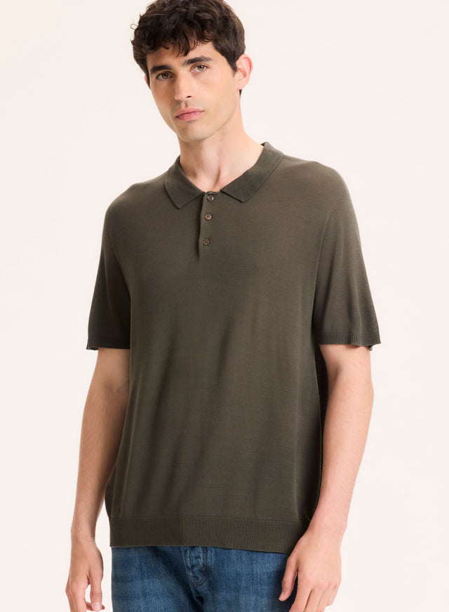 majestic filatures Polo Vert Col Polo Manches Courtes en Soie / Viscose Soie / Viscose