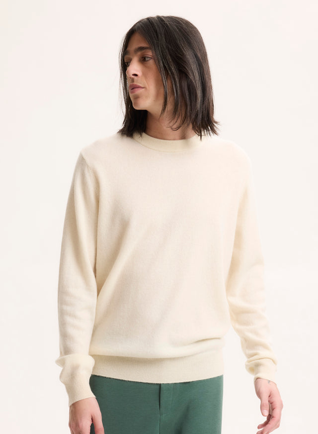 Majestic Filatures Pull Blanc Col Rond Manches Longues Cachemire