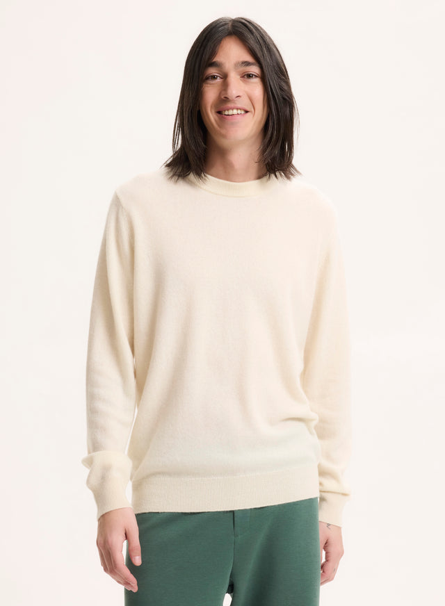Majestic Filatures Pull Blanc Col Rond Manches Longues Cachemire