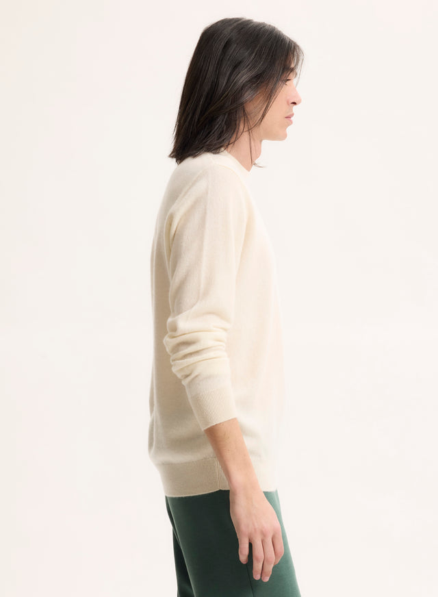 Majestic Filatures Pull Blanc Col Rond Manches Longues Cachemire
