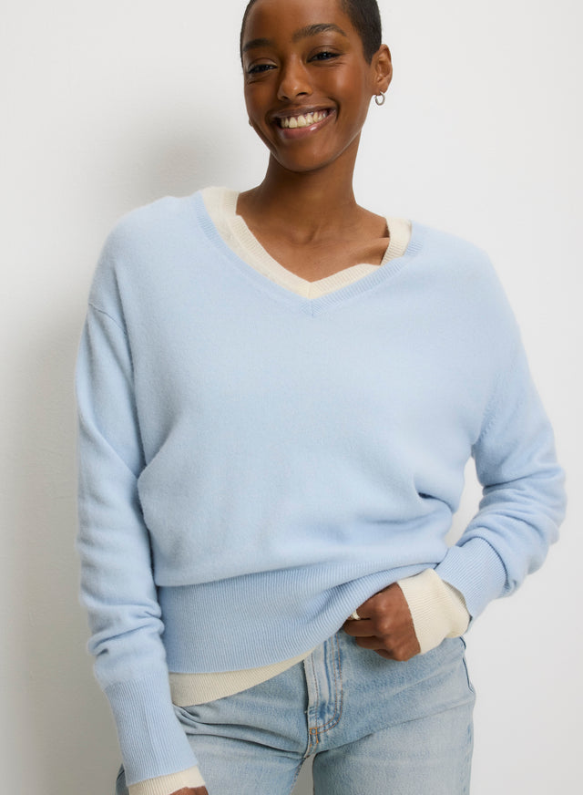 majestic filatures Pull Bleu Col V Manches Longues Cachemire majestic filatures Pull Bleu Col V Manches Longues Cachemire