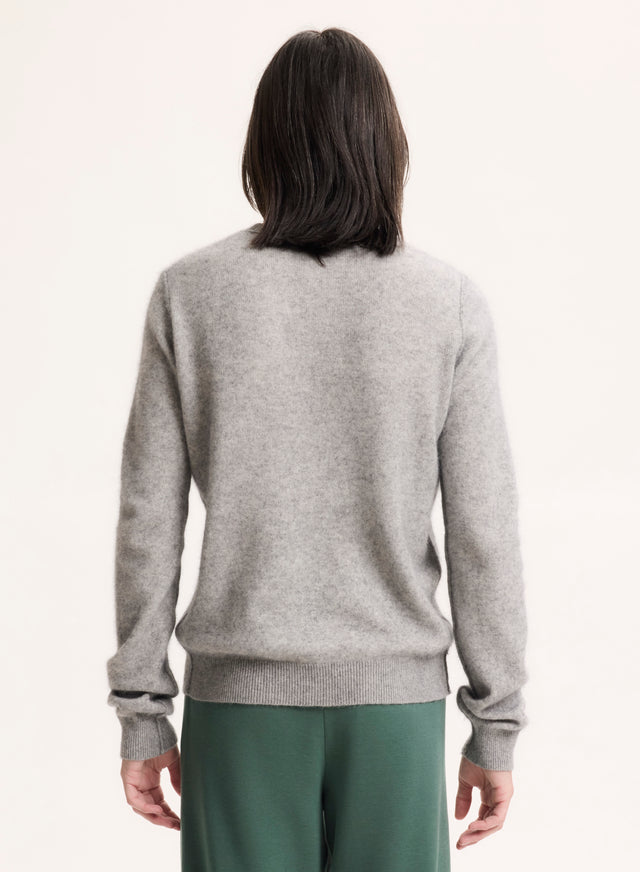 Majestic Filatures Pull Gris Clair Chiné Col Rond Manches Longues En Raccoon Raccoon / Polyamide