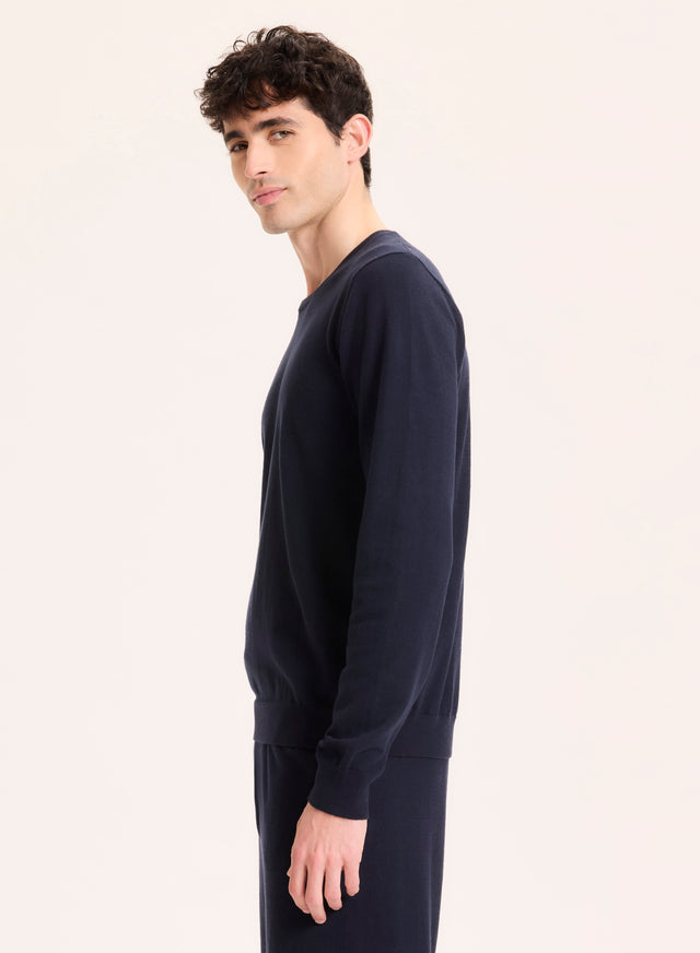 Majestic Filatures Pull Marine Col Rond Manches Longues En Coton Organique / Elasthanne Coton Organique / Elasthanne