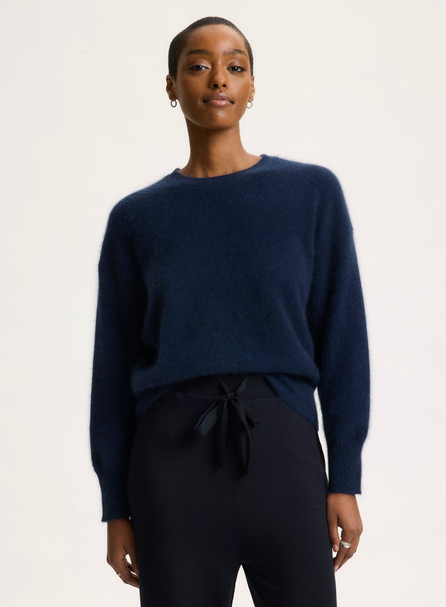 Majestic Filatures Pull Marine Col Rond Manches Longues En Raccoon / Polyamide Raccoon / Polyamide