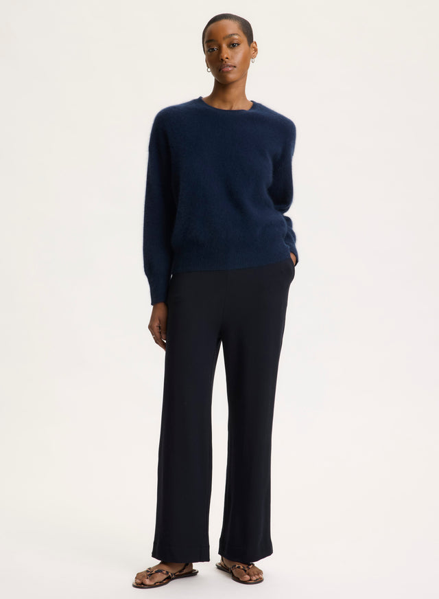 Majestic Filatures Pull Marine Col Rond Manches Longues En Raccoon / Polyamide Raccoon / Polyamide