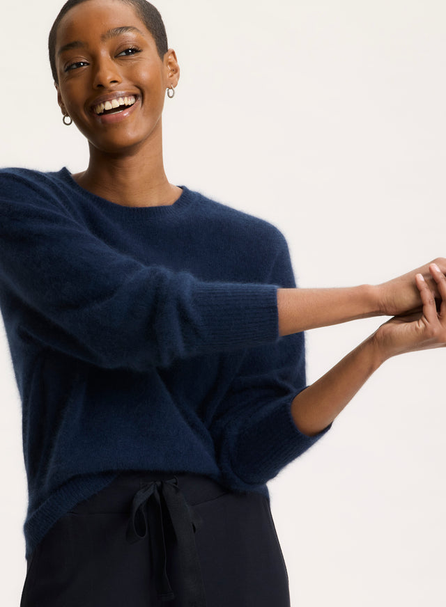 majestic filatures Pull Marine Col Rond Manches Longues en Raccoon / Polyamide Raccoon / Polyamide