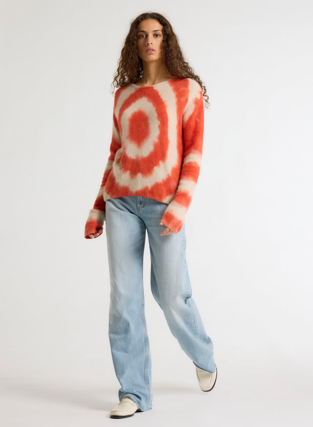 Majestic Filatures Pull Orange Col Rond Manches Longues En Raccoon / Polyamide Raccoon / Polyamide