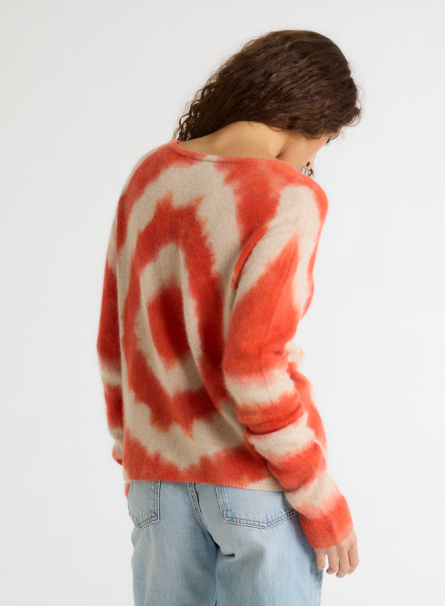 Majestic Filatures Pull Orange Col Rond Manches Longues En Raccoon / Polyamide Raccoon / Polyamide