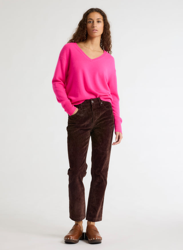 Majestic Filatures Pull Rose Col V Manches Longues En Cachemire Cachemire
