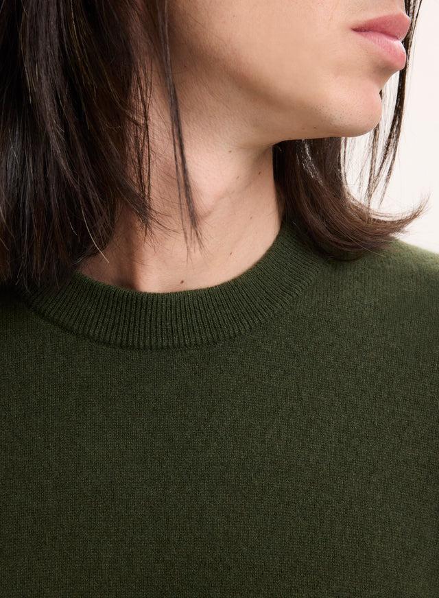 Majestic Filatures Pull Vert Col Rond Manches Longues Cachemire