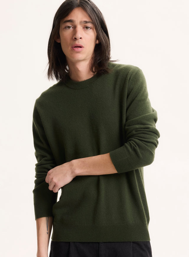 majestic filatures Pull Vert Col Rond Manches Longues Cachemire majestic filatures Pull Vert Col Rond Manches Longues Cachemire