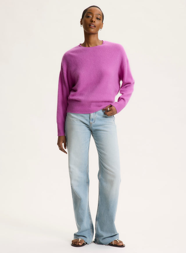 Majestic Filatures Pull Violet Col Rond Manches Longues En Raccoon / Polyamide Raccoon / Polyamide