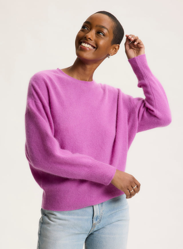 Majestic Filatures Pull Violet Col Rond Manches Longues En Raccoon / Polyamide Raccoon / Polyamide